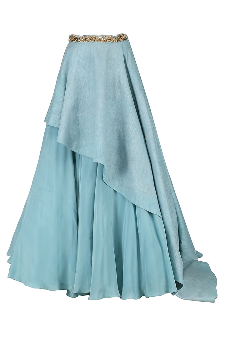 Ice blue tassel embellished lehenga set available only at Pernia's Pop Up Shop.