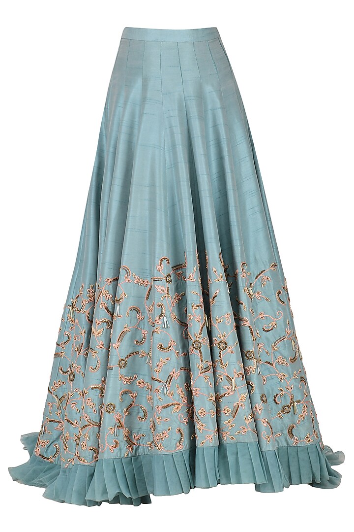 Ice blue embroidered jacket with lehenga available only at Pernia's Pop Up Shop.