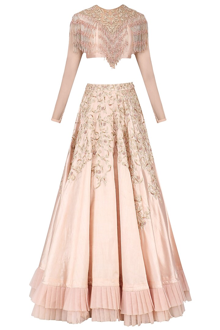 Rose pink embellished lehenga set available only at Pernia's Pop Up Shop.