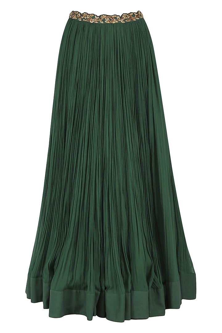 Bottle green embroidered lehenga set available only at Pernia's Pop Up Shop.
