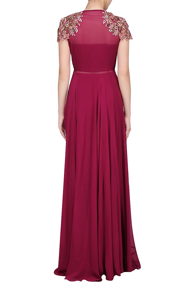Red Wine embroidered tunic with palazzo pants set available only at Pernia's Pop Up Shop.