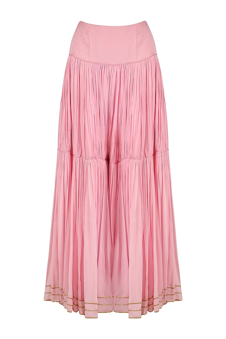 Pink embroidered short kurta and pleated sharara set available only at Pernia's Pop Up Shop.