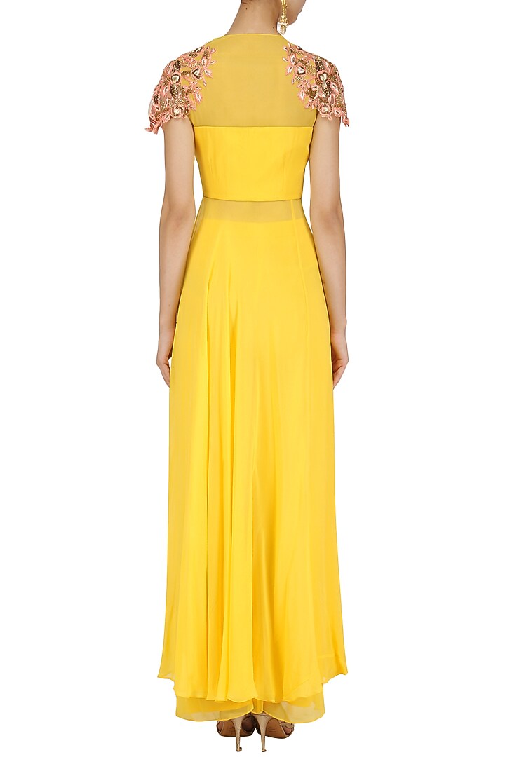 Yellow Embroidered Tunic and Palazzo Set available only at Pernia's Pop Up Shop.
