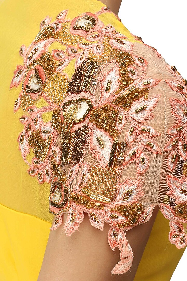Yellow Embroidered Tunic and Palazzo Set available only at Pernia's Pop Up Shop.