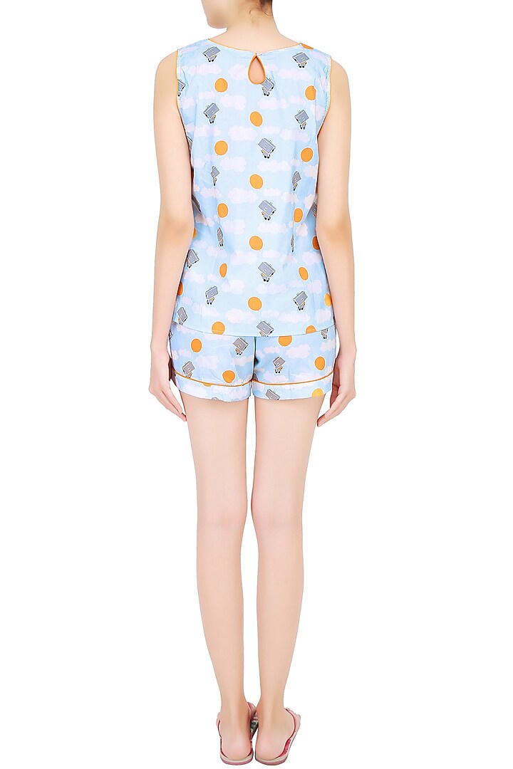 Blue and grey robot printed shirt and shorts set available only at Pernia's Pop Up Shop.