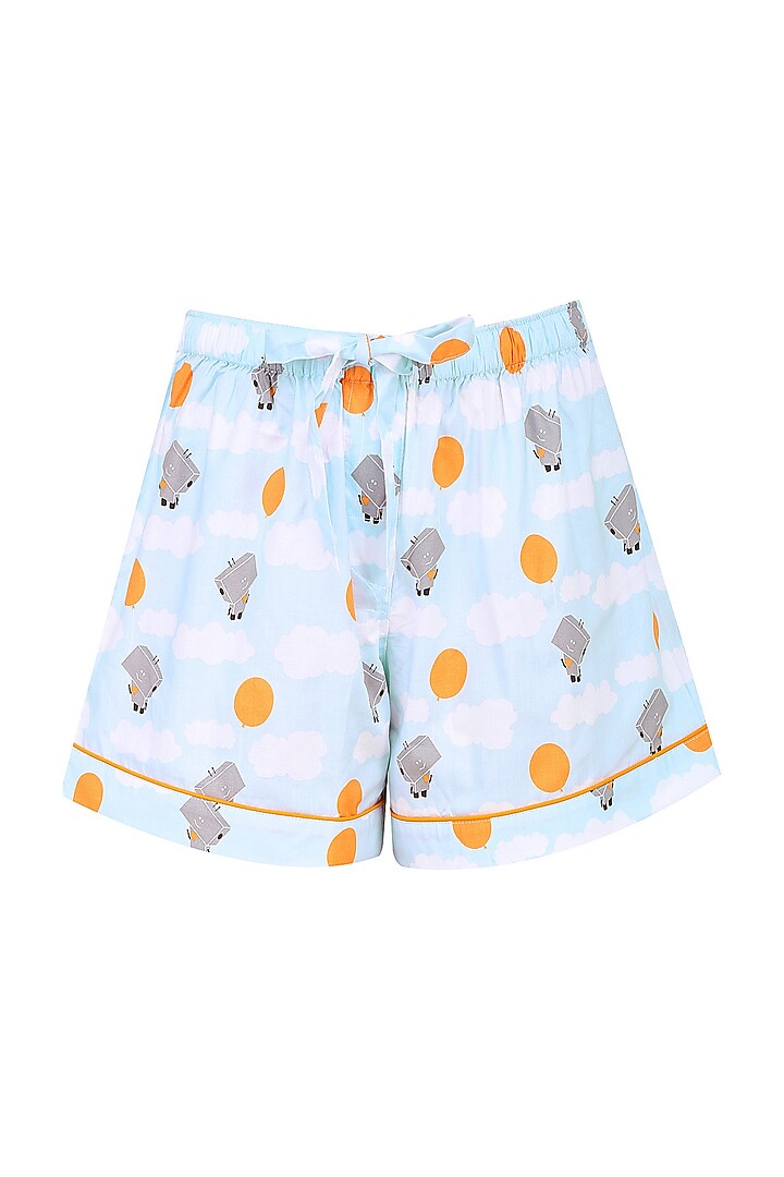 Blue and grey robot printed shirt and shorts set available only at Pernia's Pop Up Shop.