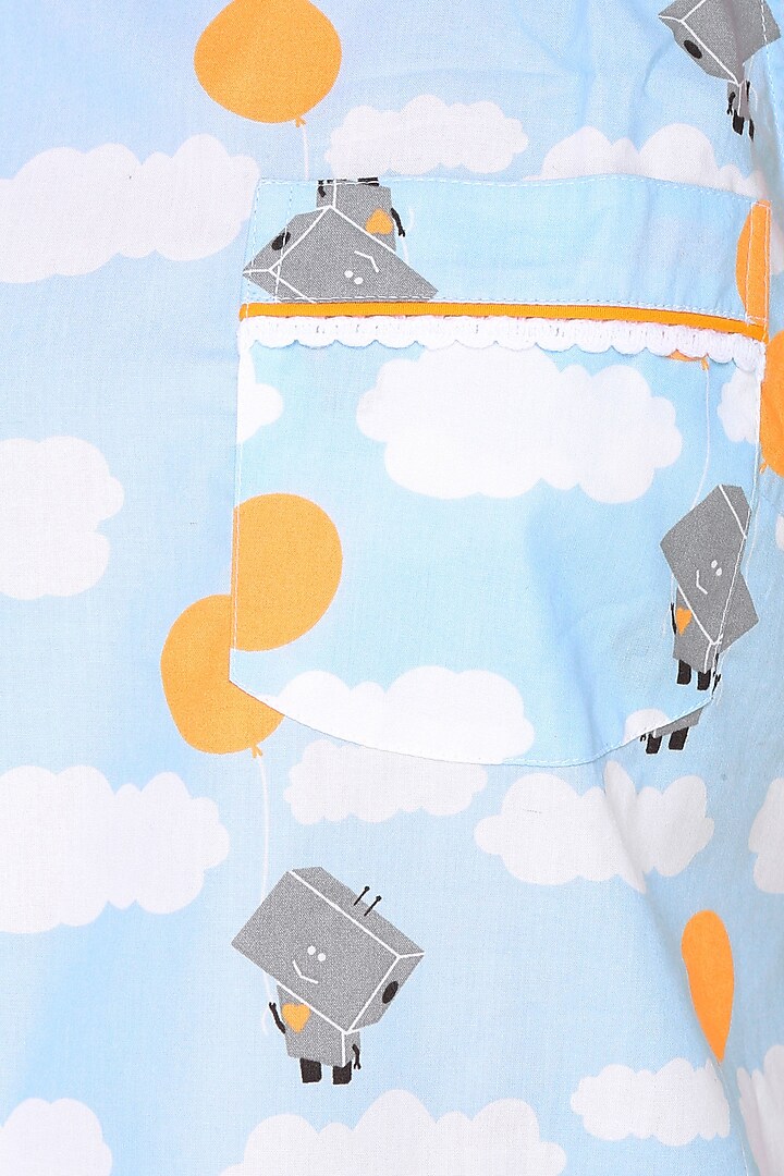 Blue and grey robot printed shirt and shorts set available only at Pernia's Pop Up Shop.