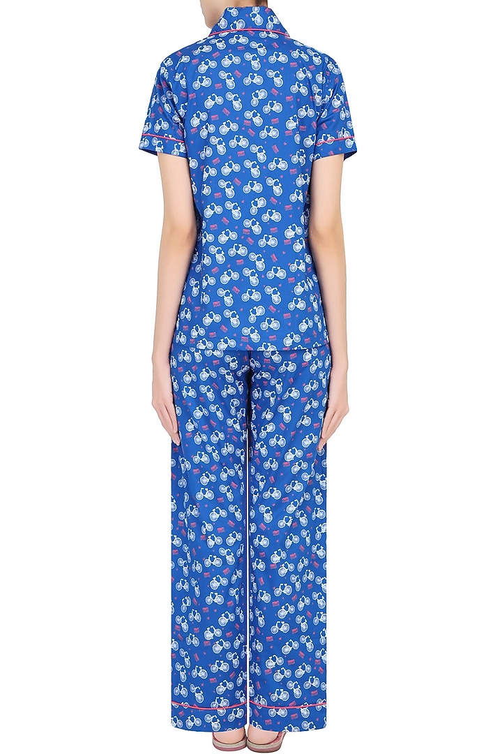 Blue cycle printed nightsuit set available only at Pernia's Pop Up Shop.