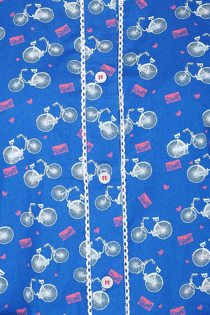 Blue cycle and envelope printed nightsuit set available only at Pernia's Pop Up Shop.