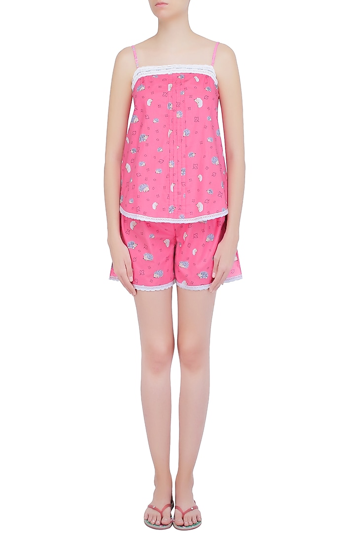 Pink porcupine printed camisole and shorts set available only at Pernia's Pop Up Shop.