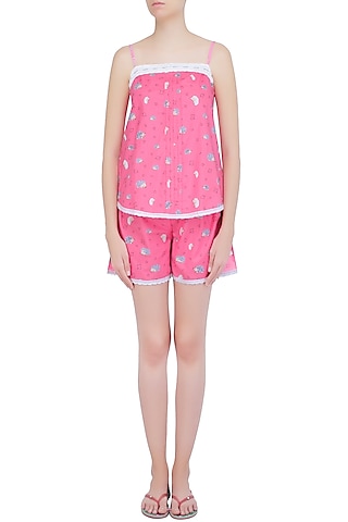 Pink Porcupine Printed Camisole and Shorts Set by Dandelion