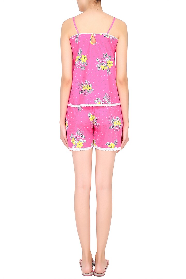 Pink and yellow flowers printed camisole and shorts set available only at Pernia's Pop Up Shop.