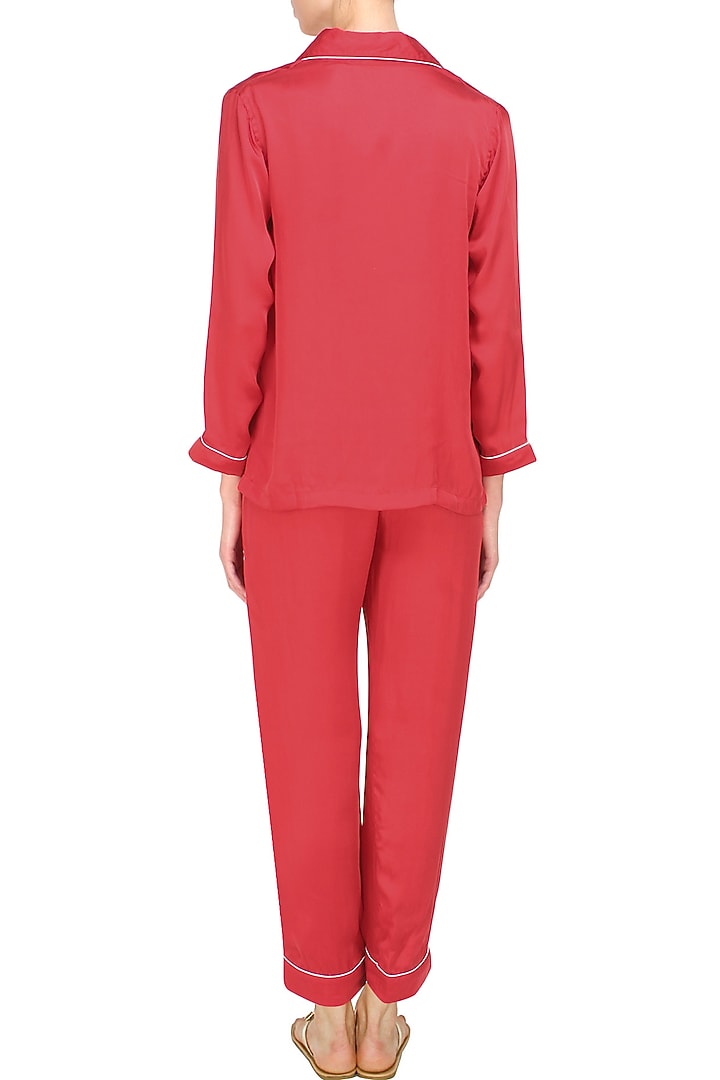 Red satin nightsuit set available only at Pernia's Pop Up Shop.