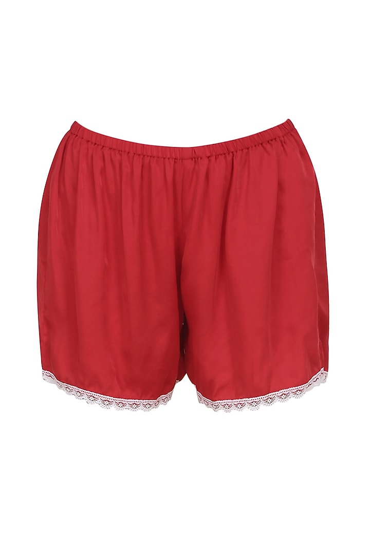 Red satin camisole and shorts set available only at Pernia's Pop Up Shop.