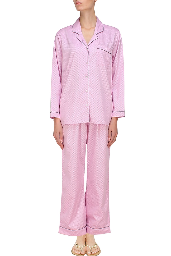 Pink and grey polka dot nightsuit set available only at Pernia's Pop Up Shop.