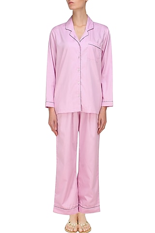 Pink and grey dot printed nightsuit set by Dandelion