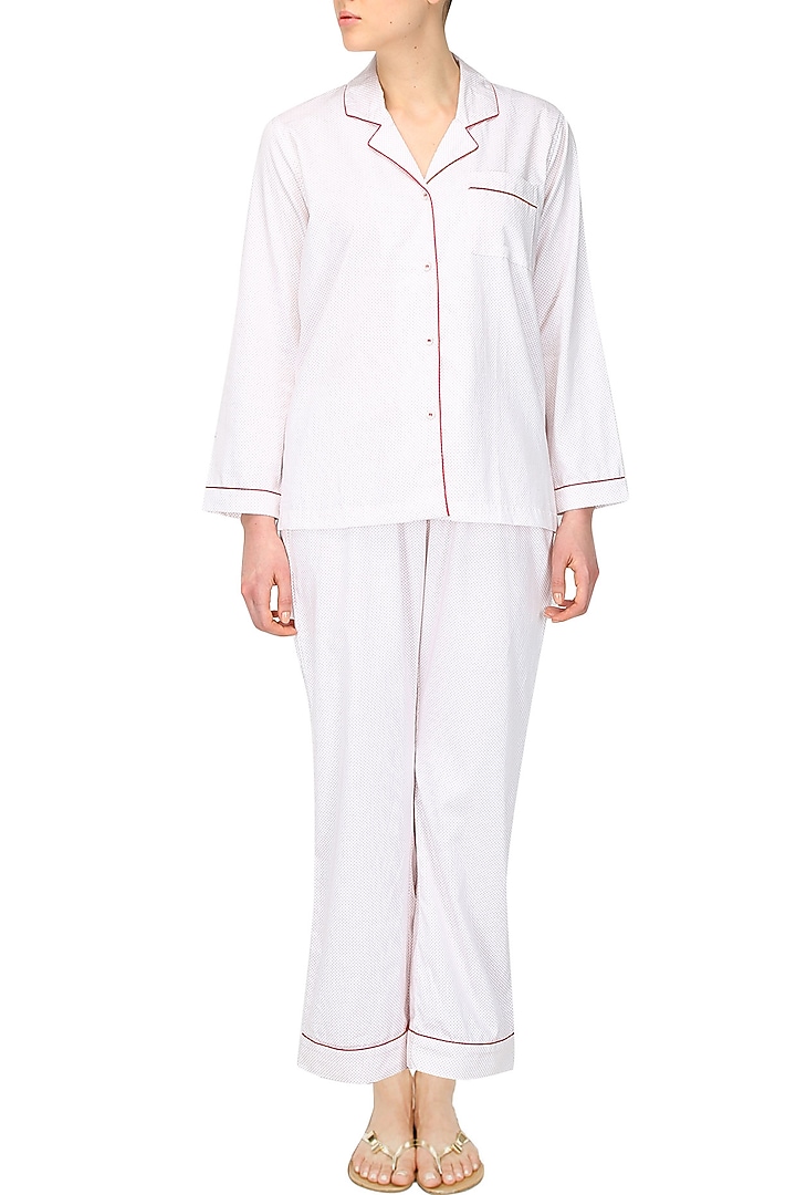 White and red polka dot nightsuit set available only at Pernia's Pop Up Shop.