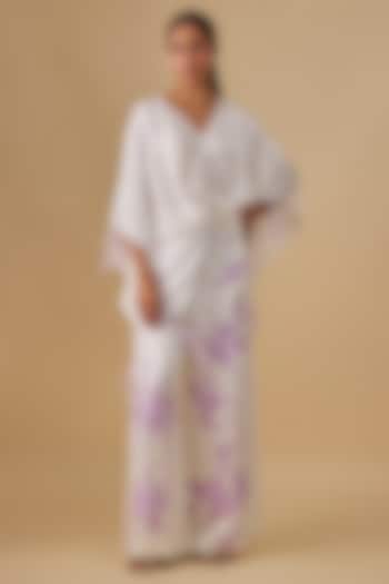 Ivory Blended Linen Trousers by Dilnaz Karbhary at Pernia's Pop Up Shop