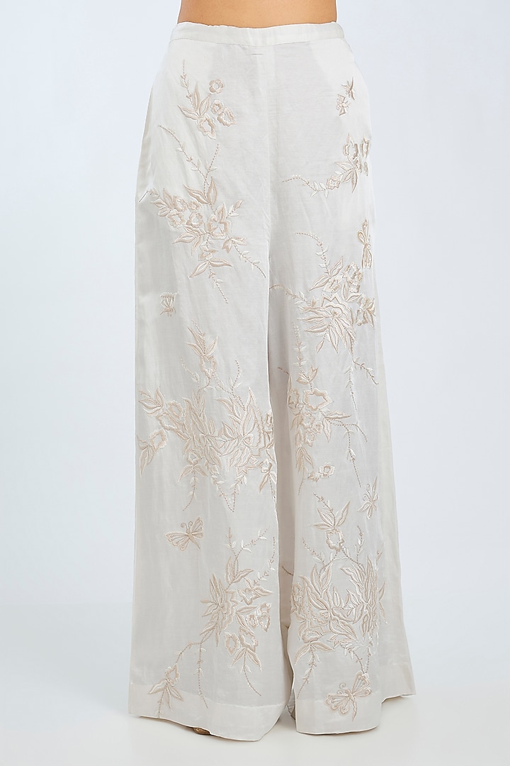 Ivory Blended Linen Trouser by Dilnaz Karbhary at Pernia's Pop Up Shop