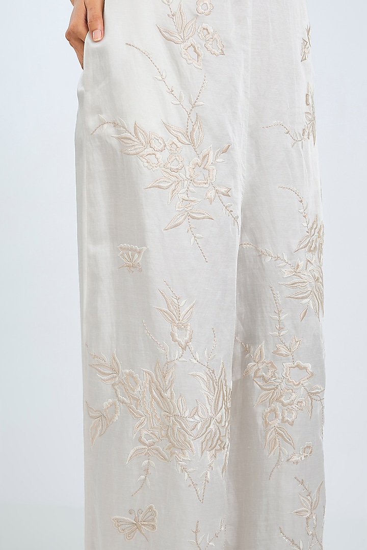 Ivory Blended Linen Trouser by Dilnaz Karbhary at Pernia's Pop Up Shop