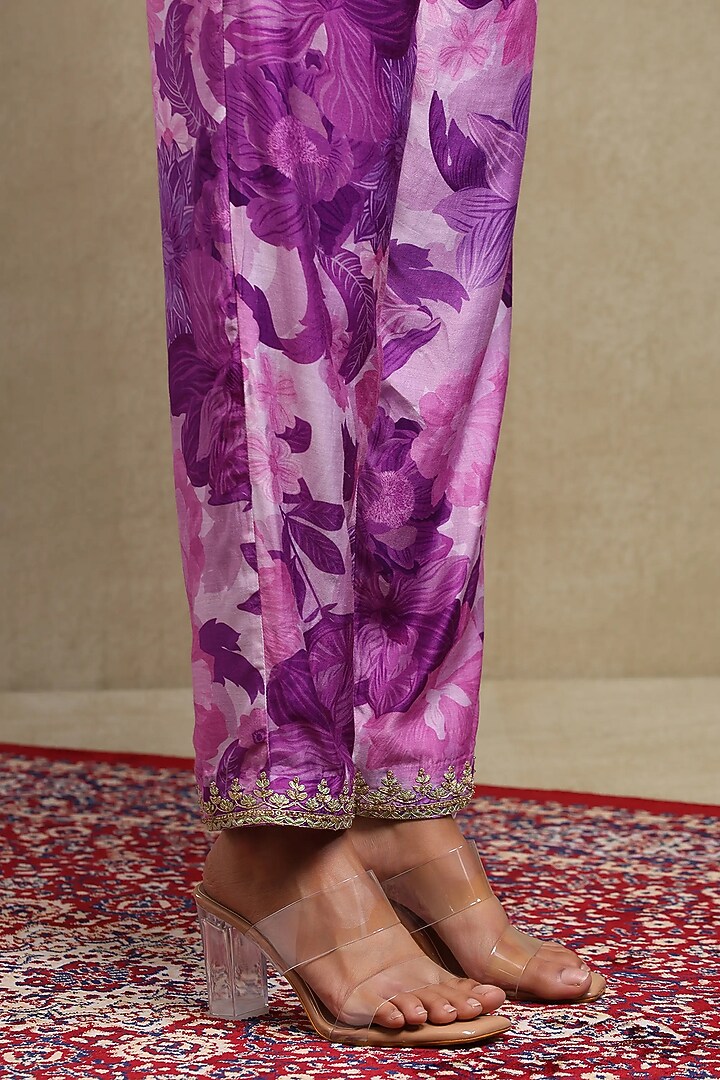 Lilac Silk Modal Printed Kaftan Set by DOHR INDIA at Pernia's Pop Up Shop
