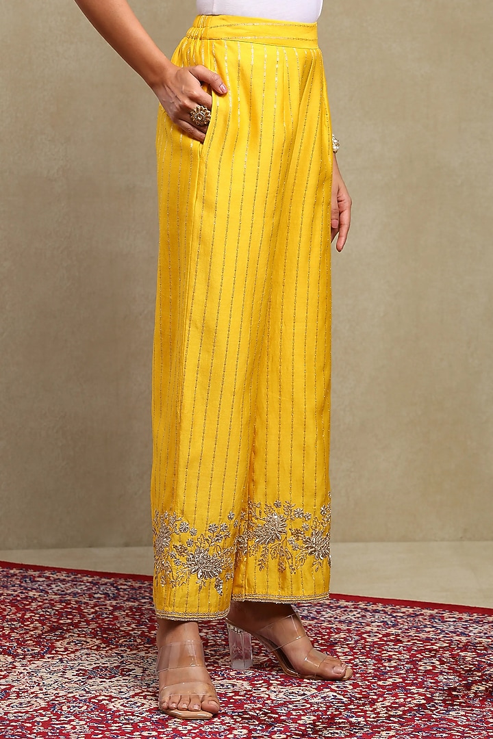 Mango Yellow Silk Chanderi Jacquard Embroidered Co-Ord Set by DOHR INDIA at Pernia's Pop Up Shop