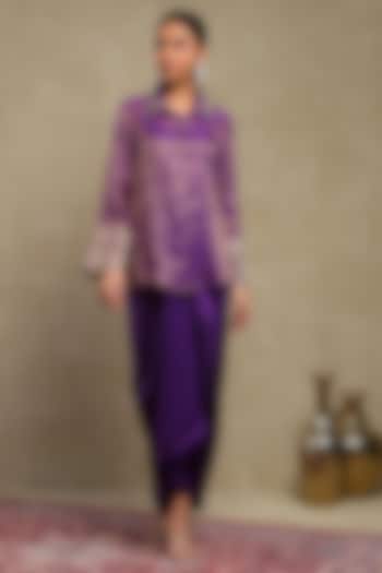 Deep Purple Cupro Satin Skirt Set by DOHR INDIA at Pernia's Pop Up Shop