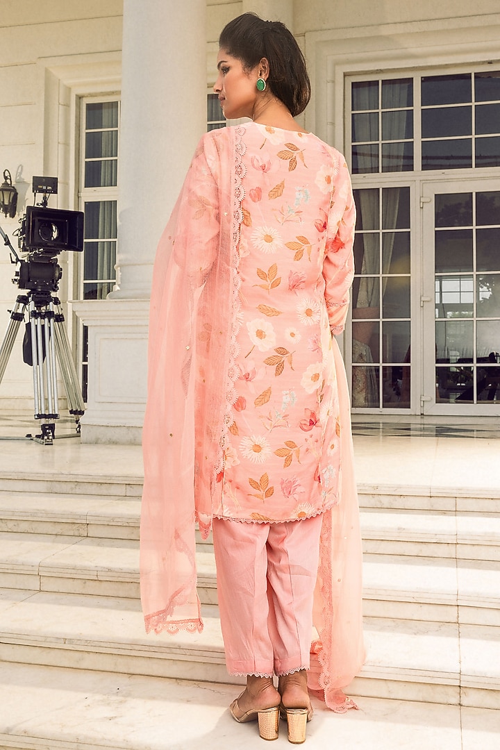 Pink Viscose Blend Printed Short Kurta Set by DOHR INDIA at Pernia's Pop Up Shop