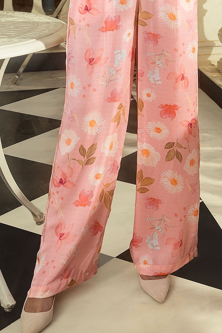 Pink Modal Satin Co-Ord Set by DOHR INDIA at Pernia's Pop Up Shop