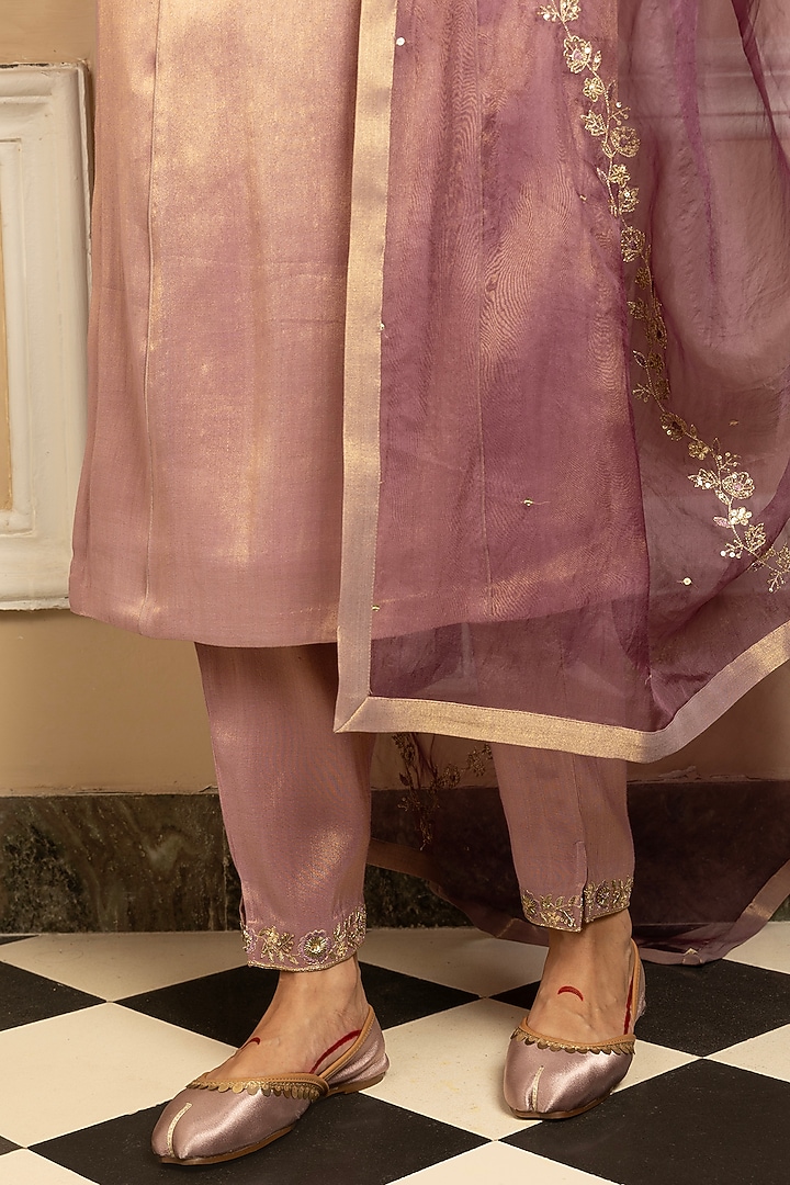 Purple Tissue Blend Sequins Embroidered Kurta Set by DOHR INDIA at Pernia's Pop Up Shop