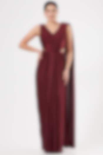 Maroon Pre-Draped Gown Saree by Dolly Nagpal