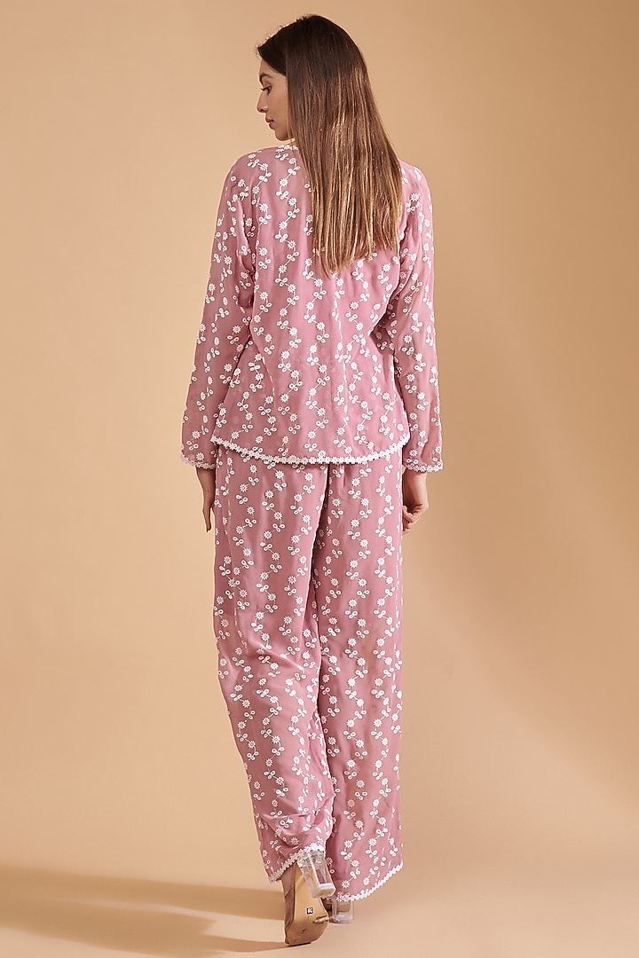 Pink Chiffon Printed Co-Ord Set by Dolly Nagpal at Pernia's Pop Up Shop