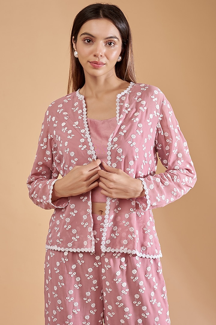 Pink Chiffon Printed Co-Ord Set by Dolly Nagpal at Pernia's Pop Up Shop