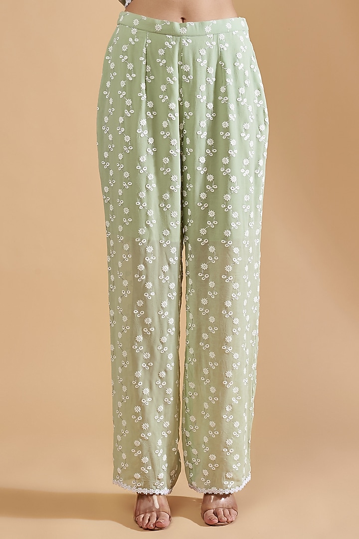 Mint Green Chiffon Printed Co-Ord Set by Dolly Nagpal at Pernia's Pop Up Shop