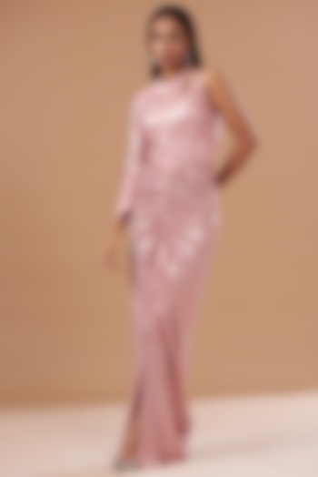 Pink Metallic Lycra Gown by Dolly Nagpal