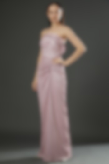 Blush Pink Shimmer Lycra Gown by Dolly Nagpal