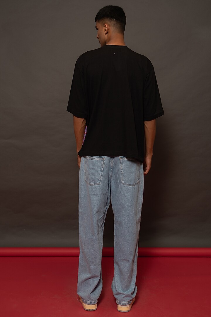 Black Cotton Lycra Printed Oversized T-Shirt by DO/NO at Pernia's Pop Up Shop