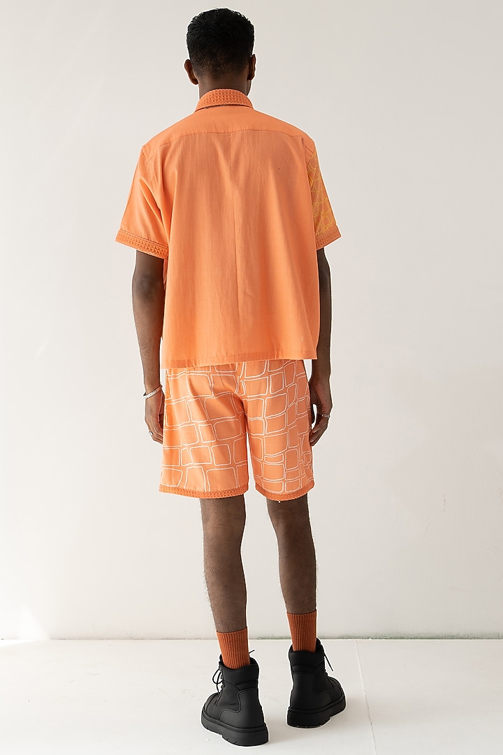 Orange Cotton Satin Printed Oversized Summer Shirt by DO/NO at Pernia's Pop Up Shop
