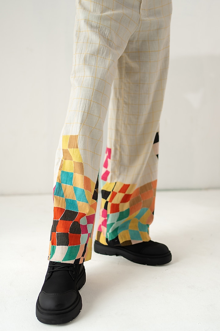 Multi-Colored Cotton Linen Printed Pants by DO/NO at Pernia's Pop Up Shop