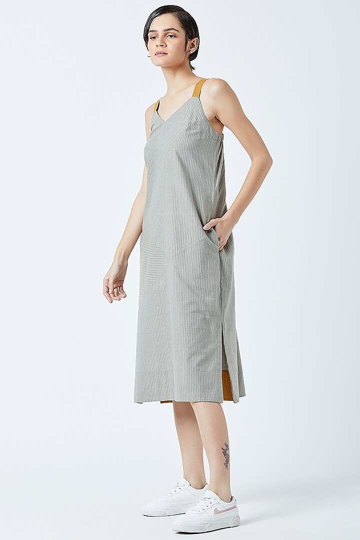 Grey Embroidered & Printed Dress by Doodlage