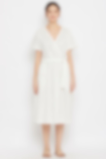 White Embroidered Midi Summer Dress by Doodlage at Pernia's Pop Up Shop