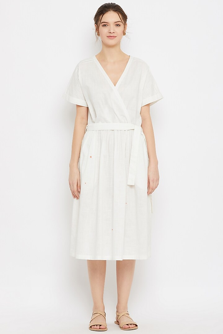 White Embroidered Midi Summer Dress by Doodlage at Pernia's Pop Up Shop