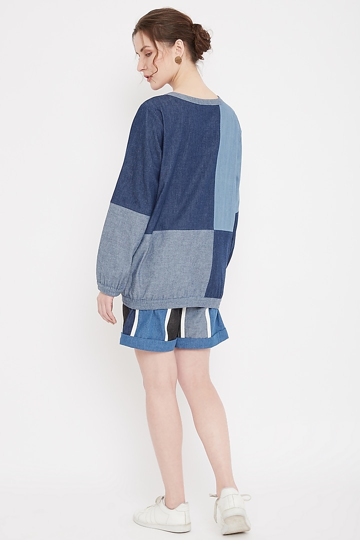 Cobalt Blue Embroidered Sweatshirt by Doodlage at Pernia's Pop Up Shop