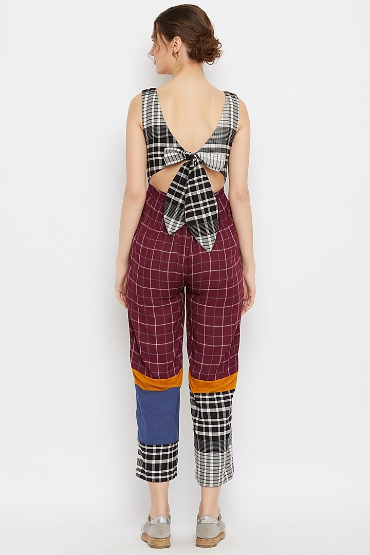 Red Pleated Tie-Up Jumpsuit by Doodlage at Pernia's Pop Up Shop