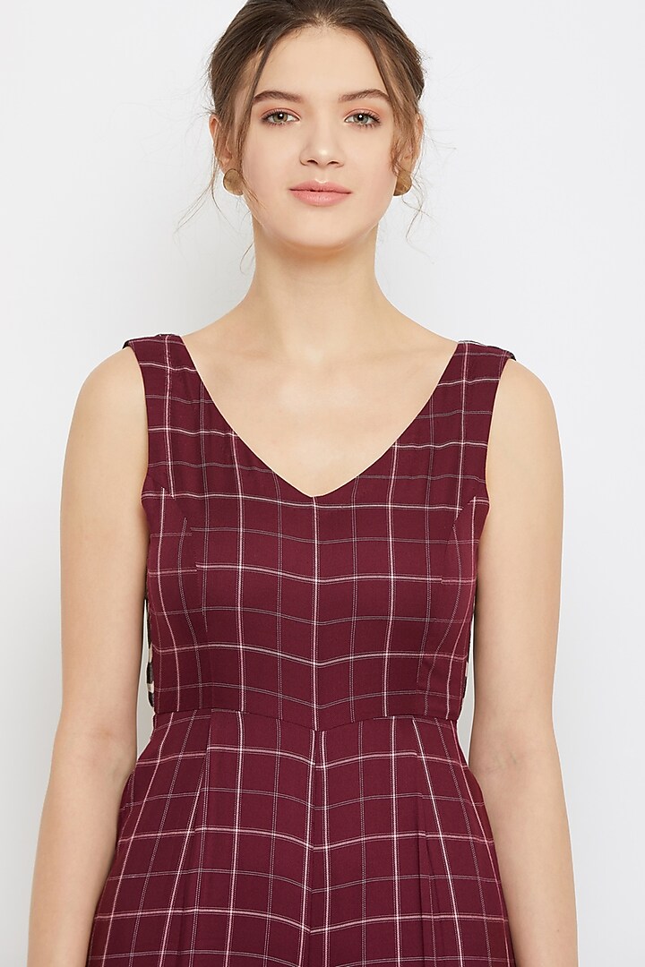 Red Pleated Tie-Up Jumpsuit by Doodlage at Pernia's Pop Up Shop
