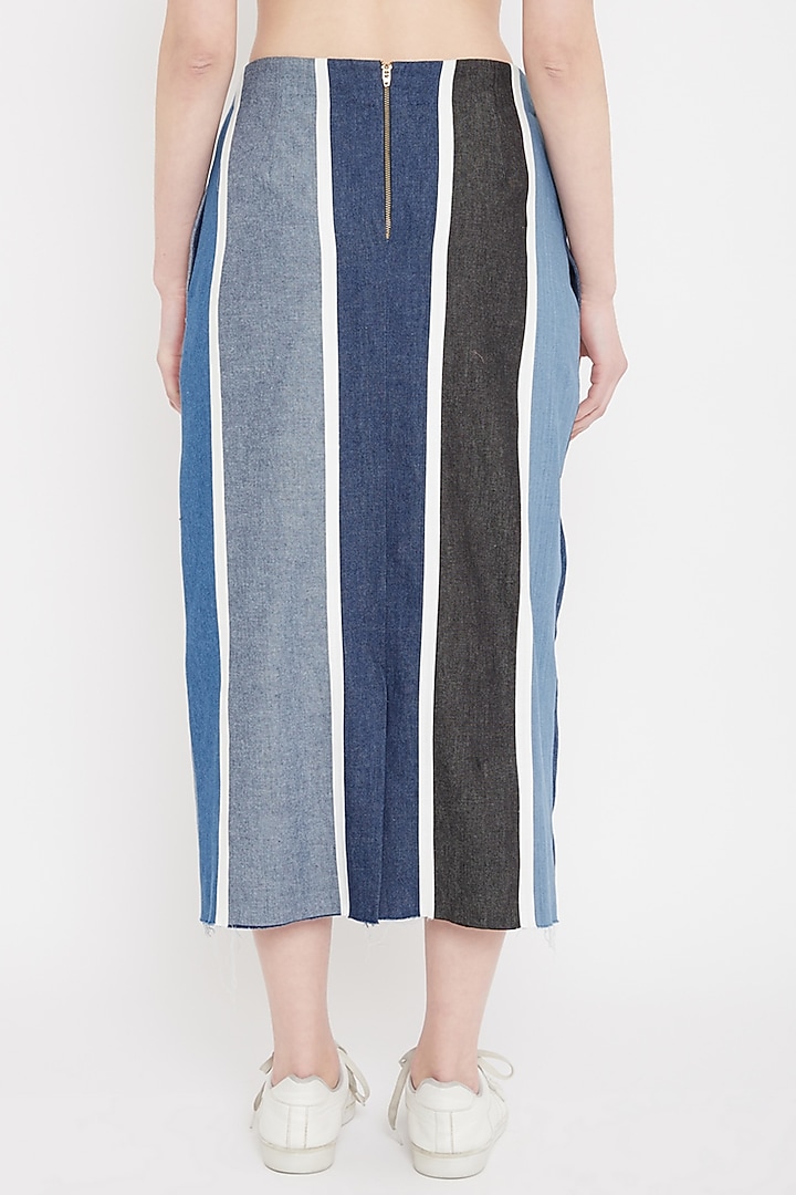 Blue Patchwork Denim Skirt by Doodlage at Pernia's Pop Up Shop