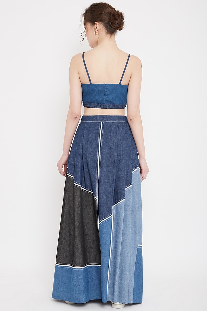 Cobalt Blue Pleated Panelled Skirt by Doodlage at Pernia's Pop Up Shop