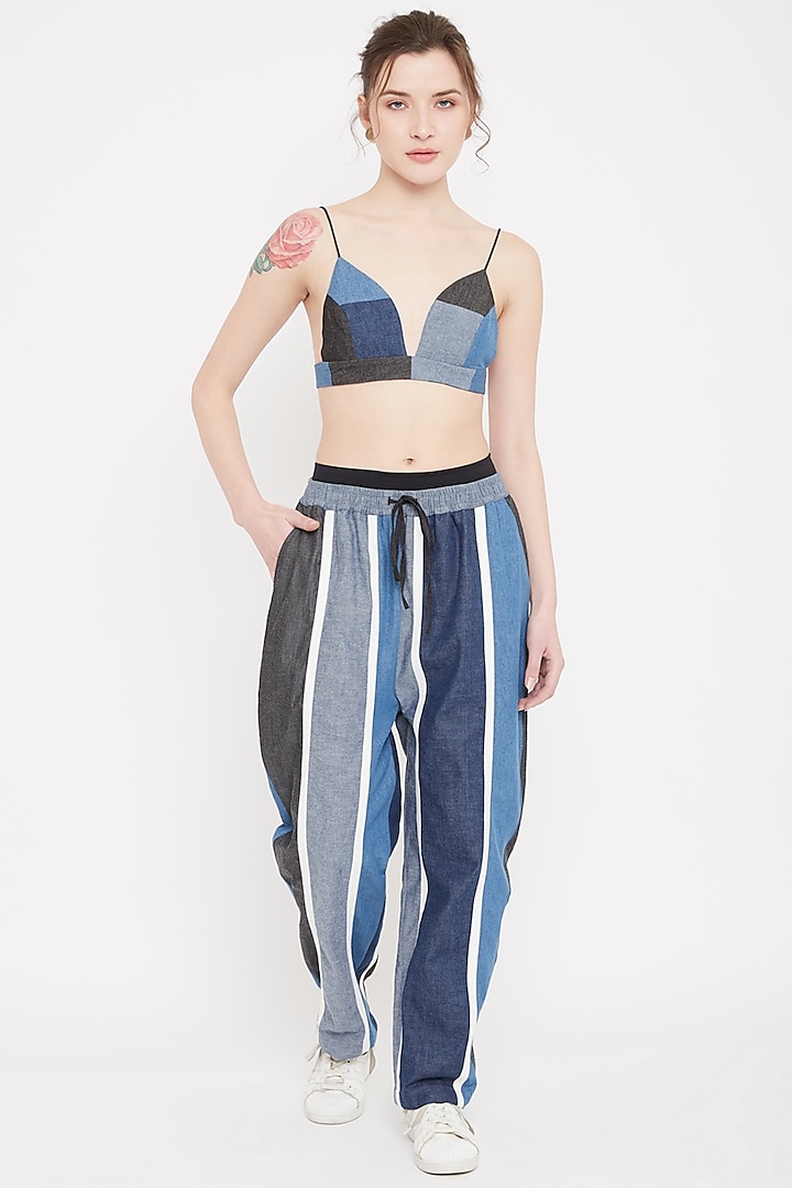 Cobalt Blue Patch Work Bralette by Doodlage