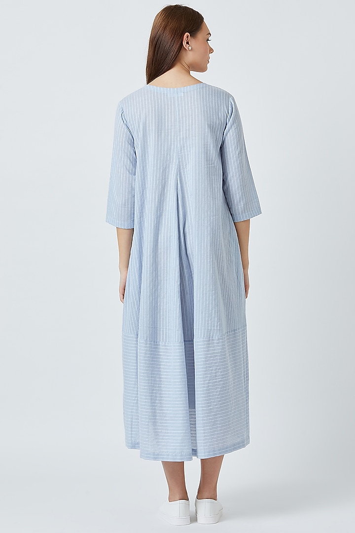Sky Blue Striped Flared Summer Dress by Doodlage at Pernia's Pop Up Shop