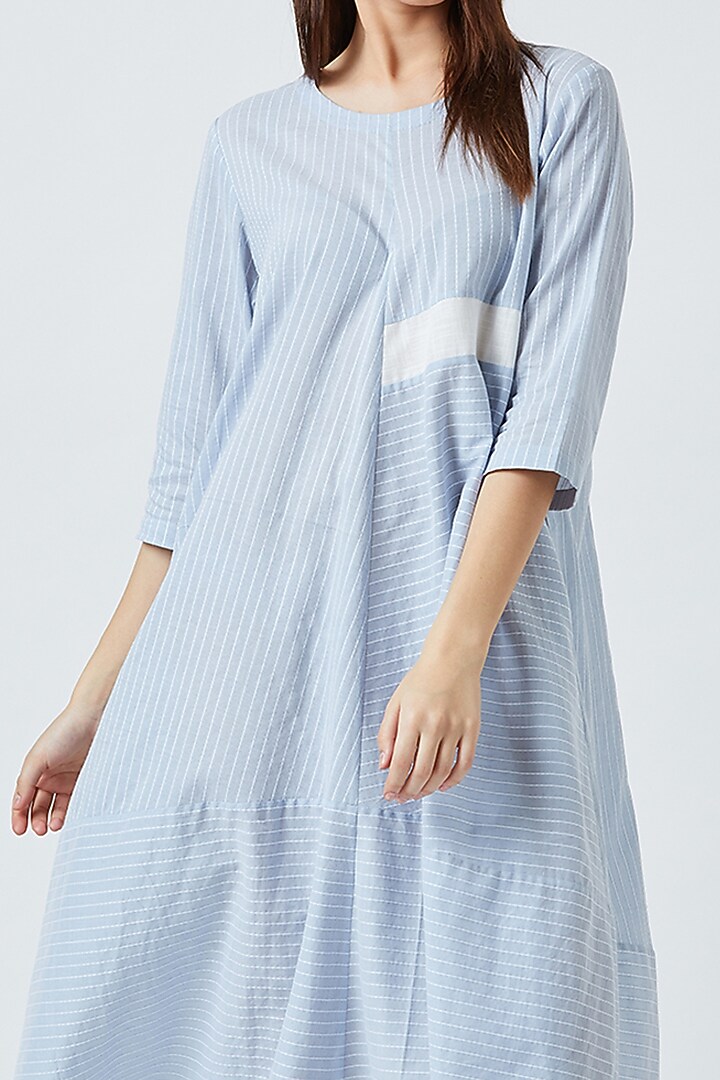 Sky Blue Striped Flared Summer Dress by Doodlage at Pernia's Pop Up Shop